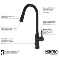 Karran KKF140 1-Handle Pull-Down Sprayer Kitchen Faucet, Matte Black