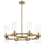Z-Lite - Z-Lite 4008-8RB Datus 8 Light Chandelier in Rubbed Brass - Distinctive modern style takes a page from industrial-inspired flavor, creating a captivating fixture blending polished rubbed brass finish steel and glass. With a circular spoke-style frame, the Datus eight-light chandelier lends a minimalist approach to lighting with enough glam to stand out. Perfect for a small- to mid-sized contemporary dining room, kitchen, or hallway, this chandelier delivers elegance with a round frame crafted of warm rubbed brass finish iron, dressed up with delicate clear glass cylinder shades.