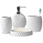 Tatara Group - Resin Bath Accessory Set for Vanity Countertops 4 Piece Luxury Ensemble, White - Add natural look to your bathroom with the White resin collection featuring natural white cemented resin.Create timeless elegance of a 5-star spa for long lasting quality for years to come.