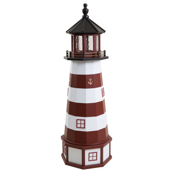 Outdoor Deluxe Wood and Poly Lumber Lighthouse Lawn Ornament, Assateague, 55 Inch, Standard Electric Light