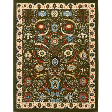 Country and Floral Kashan 10'x13' Rectangle Sage Area Rug