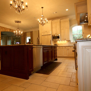 Cherry Island and Maple Wall Cabinetry Provide Perfect Contrast