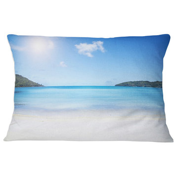 Calm Beach of Azure Indian Ocean Seashore Throw Pillow, 12"x20"