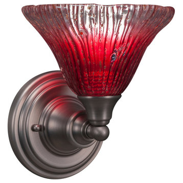 1-Light Wall Sconce, Brushed Nickel/Raspberry Crystal