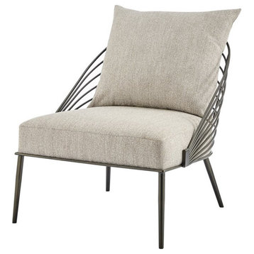 New Pacific Direct Kelby 17.5" Fabric and Plywood Accent Chair in Cream