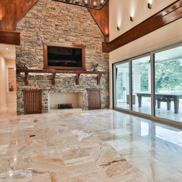 Family Room with 20' Sliding Impact Rated Glass Doors