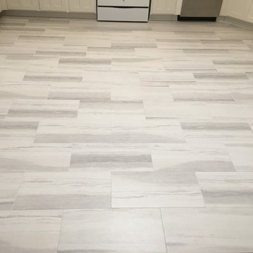 FLOOR - Kitchen 12" x 24" Gray / White Marbleized Porcelain