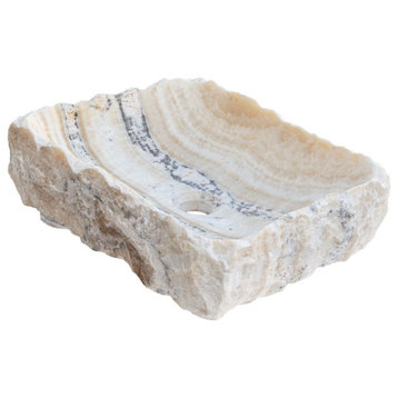 Honey Onyx Rustic Natural Stone Vessel Sink (W)13" (L)16" (H)5.5"