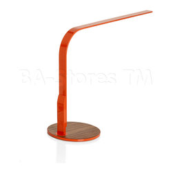 Lim 360 Table Task Lamp in Orange with Walnut Base - Desk Lamps