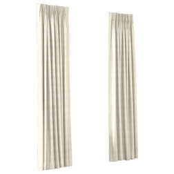 Contemporary Curtains Square Pintuck Euro Pleat Drape, Single Panel, Cream