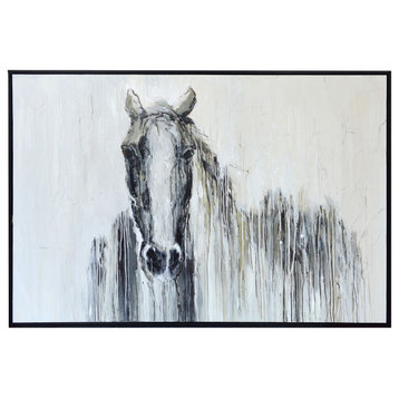 Blaze Framed Canvas Art Hand Painted Horse 1.5" Frame- Framed
