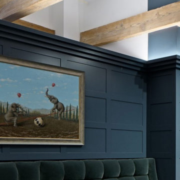 Custom Wall Paneling, Cabinetry & Wine Cellar door for Pool Hall in River North
