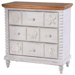 Stylecraft - Horwitz 3 Drawer Dresser - Built around a crown molding top and bobbin spool style corner posts, the Montauk cabinet is made using ash veneer and solids with a two tone finish. Crafted with metal ball bearing glides and concealed hinges for modern use, it features a contrast finish top and accented drawer fronts. This striking piece is a centerpiece quality item perfect for living rooms, bedrooms, dining areas, and more.