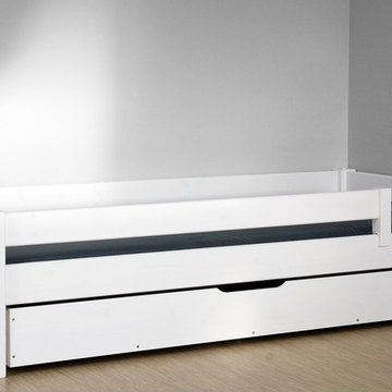 Lit bois massif 90x200 barrières et sommier
