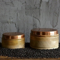 ROUND WOOD BOX WITH COPPER LID, SET OF 2 - Products
