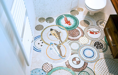 Aufregender Badboden: Kreative Ideen mit Fliesen und Mosaik