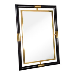 SATINA FINISHED BRASS AND BLACK PENSHELL INLAID MIRROR - Wall Mirrors