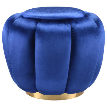 Heiress Ottoman, Sapphire Blue Velvet
