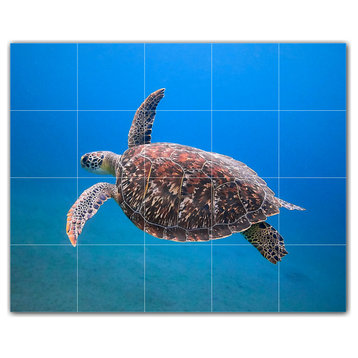 Turtle Ceramic Tile Wall Mural HZ501070-54S. 21.25" x 17"