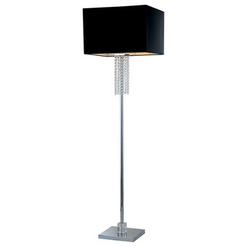 Adelyn 63" Square Modern Chrome and Black Crystal Floor Lamp