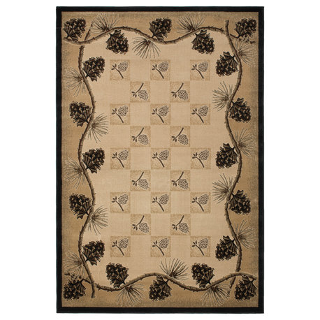 Lodge King Pine Bluff Rustic Pine Cone Area Rug, 7'10"x9'10"