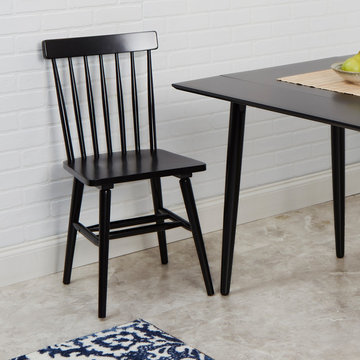Set of 2 Connor Mid-Century Modern Dining Chairs, Black
