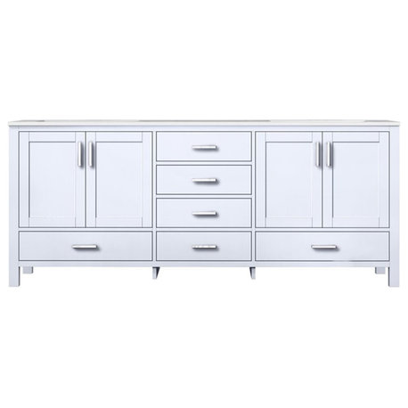 Lexora Home Jacques 80" Carrara Marble Top Double Vanity with Sinks in White
