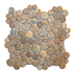 CNK Tile - 12" x 12" glazed sunset moon pebble tile, mesh backing, indoor/outdoor - Mosaic Tile