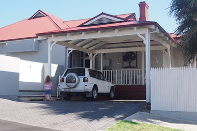 Traditional detached two-car carport in Perth.