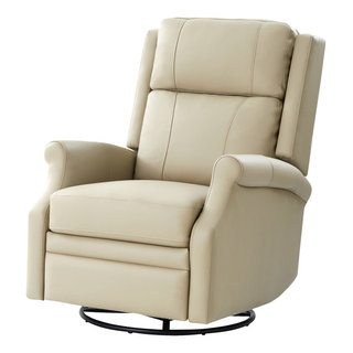 Genuine Leather Swivel Rocker Power Recliner With USB and Type-C ...