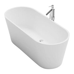 ADM Bathroom Design - ADM Rounded Freestanding Bathtub, Glossy White, 66.9" - Bathtubs