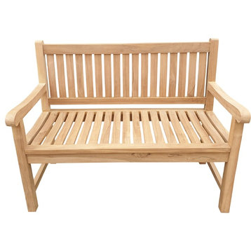 Seven Seas Teak San Juan Outdoor Teak Wood Bench, 4 Foot