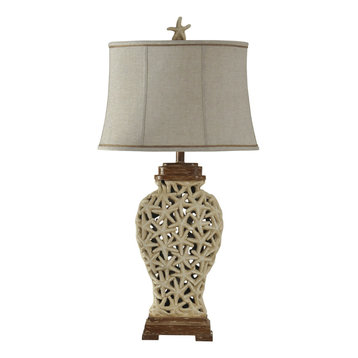 Open Weave Starfish Table Lamp Designer Shade Contrast Trim