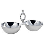 Mary Jurek Design - Omega 2-Bowl Set With Ring - Designer handcrafted stainless steel two bowl snack set with beautiful ring motif.