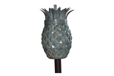Pineapple Weathered Patina Garden Torch, Set of Two
