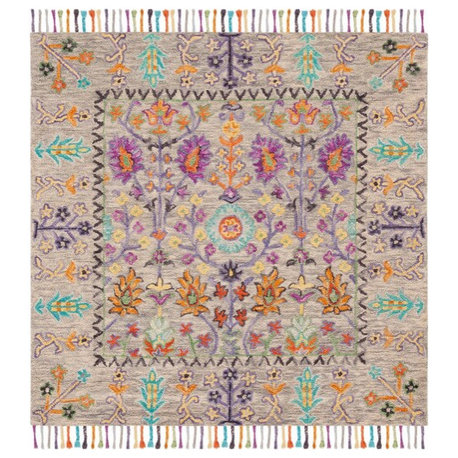 Safavieh Blossom Blm453A Rug, Gray/Multi, 6'0"x6'0" Square