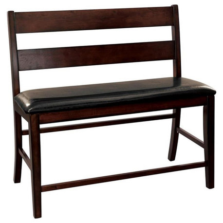 Lexicon Mantello Wood Counter Height Dining Bench with Back in Cherry