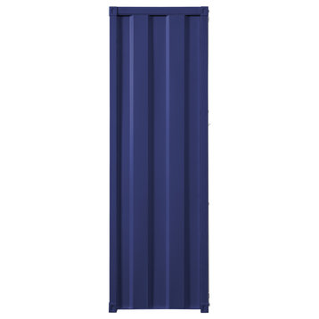 Benzara BM204626 Industrial Style Metal Wardrobe with Recessed Door Front, Blue