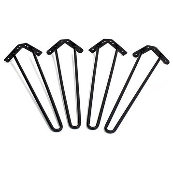 Metal Hairpin Legs With 16 Screws, Set of 4, Black, 19"