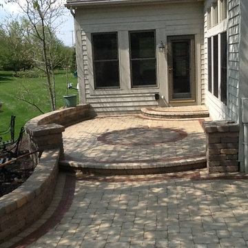 Custom brick patio with courtyard walls