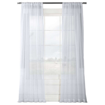 Solid White Voile Poly Curtains, Set of 2, 50"x96"