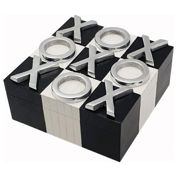 Tic-Tac-Toe Decorative Box, Black and White