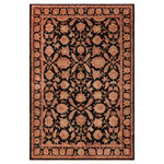 Bareens Designer Rugs - Oriental Ziegler Thomasin Black Red Hand-Knotted Wool Rug - 6'4'' x 9'1'' - Enhance the ambiance of your home with this magnificent Persian-influenced Turkish hand-knotted rug made by skilled artisans capable of creating the most exceptional vegetable dyes and hand-spun wool. This exquisite handmade rug is a one-of-a-kind Peshawar Kafkaz, otherwise identified as Chobi, Chobi Peshawar, Oushak, or Ziegler rug. These handmade rugs are crafted in Pakistan utilizing superior-quality wool imported from Australia, New Zealand, and Korea in two types of weaves: the Persian weave and the Mori weave. This rug is meticulously crafted by hand using the finest natural vegetable dyes extracted from local plants. The artisans use a blend of hand-spun local and fine merino wool, resulting in a rug with a compelling texture, higher lanolin content, and longer staple. The artisans occasionally incorporate natural or artificial silk into the pile to enhance specific motifs. The finished product is an awe-inspiring execution of flawless design and an understated palette that exudes elegance.