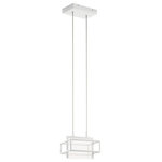 Elan Lighting - Elan Lighting 84052WH Vega - 8" 6.5W 1 LED Mini Pendant - Rich black outlines add linear contrast against aVega 8" 6.5W 1 LED M White Clear Acrylic  *UL Approved: YES Energy Star Qualified: n/a ADA Certified: n/a  *Number of Lights: Lamp: 20-*Wattage:6.5w LED bulb(s) *Bulb Included:Yes *Bulb Type:LED *Finish Type:White