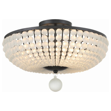 Bella 4-Light Matte Black Ceiling Mount, Frosted Glass Beads