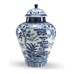 Chelsea House Blue & White Floral Jar - Home Decor
