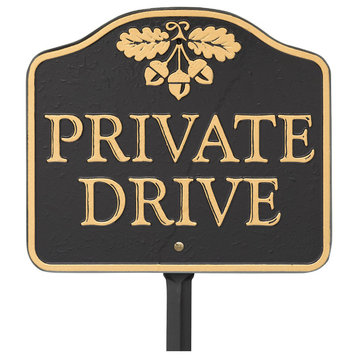 Private Drive Sign, Cast Aluminum, Wall or Lawn Mounting