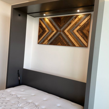 Custom Built Vertical Queen Size Murphy Bed with Desk Combo, Two-Tone Finish