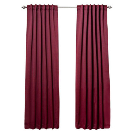 Back Tab Thermal Insulated Blackout Curtains, Pair, Burgundy, 132"