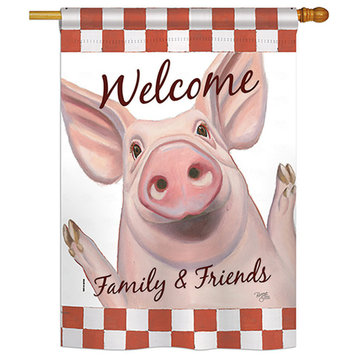 Welcome Piggy Nature, Everyday House Flag 28"x40"